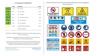 Skiltkoffert for byggeplass