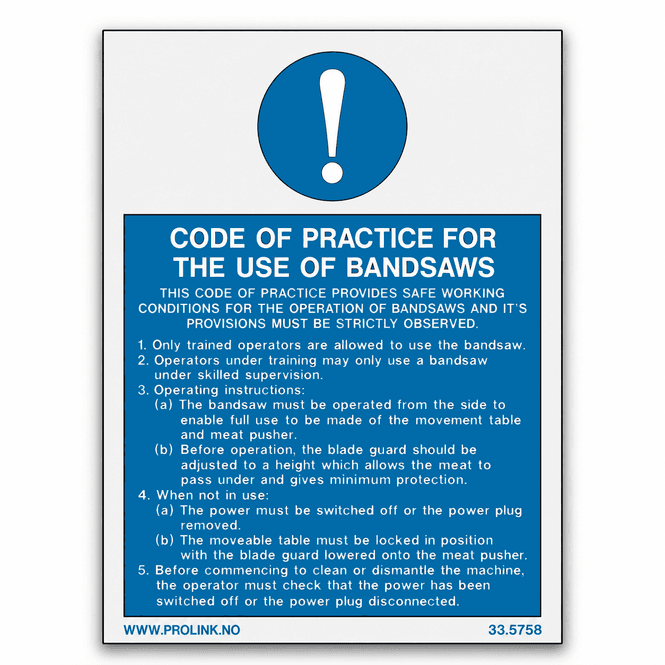 Hovedbilde Galley - Code of practice for the use of bandsaws