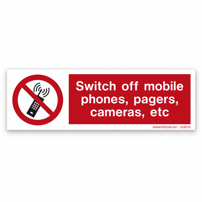 Hovedbilde Switch off mobile phones, pagers, cameras, etc.